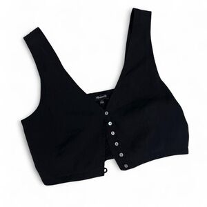 Madewell Black Button-Front Cropped Tank